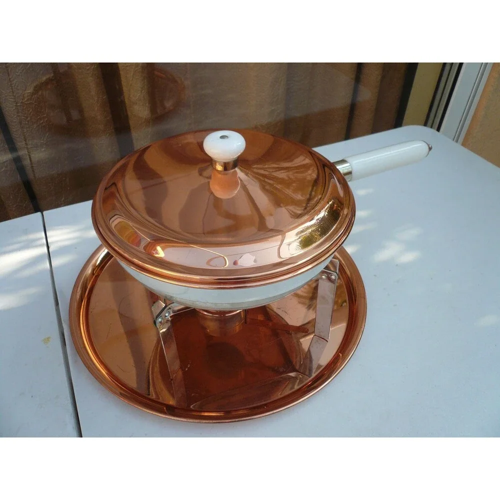 Metalutil Copper & White Ceramic Handle Chaffing Pan 6 Piece Set - Portugal